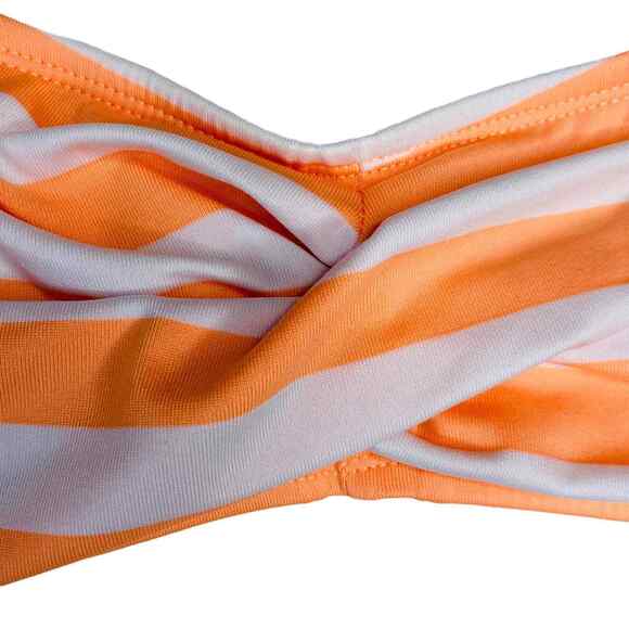 Mossimo Bikini Top Womens Medium Striped Orange White Bandeau Swimsuit Swim - Picture 3 of 5